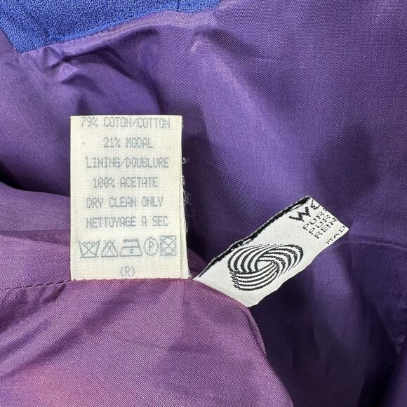 Vintage CELINE PARIS Wool Velvet Collar Cuffs Dress Purple Long Sleeves Sz 38 - Picture 16 of 16